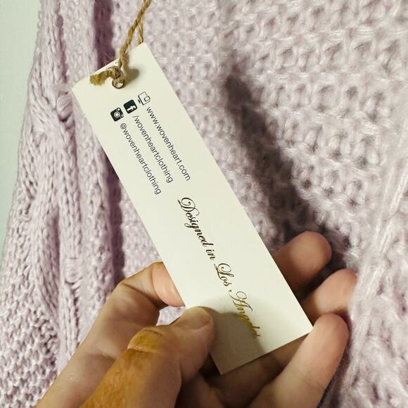 NWT Woven Heart Lavender Chunky Cable Oversized Fluffy Cardigan Sweater size S - Picture 9 of 11